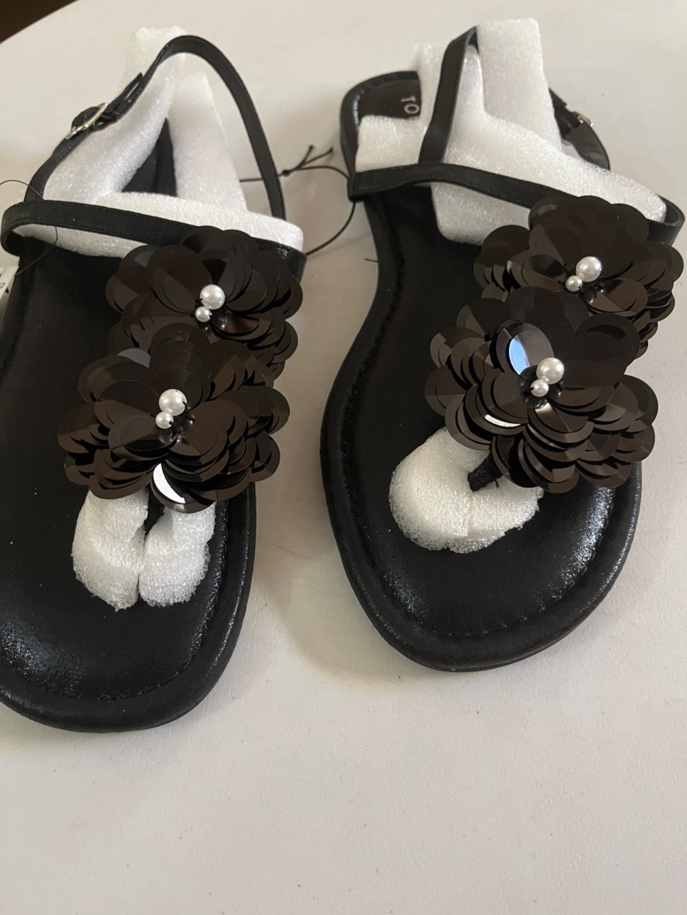 torrid Black  Thong Sandals with Pearly Accent